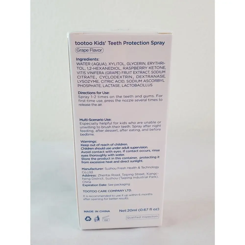 TooToo Kids Oral Spray - Teeth Protection With Xylitol GRAPE 20ML (.067 fl oz)